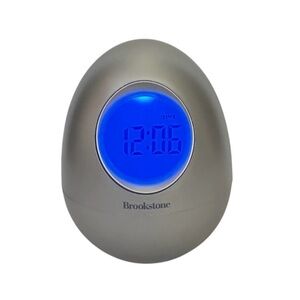 Brookstone BOB Silver Egg 5-in-1 Wobble Clock